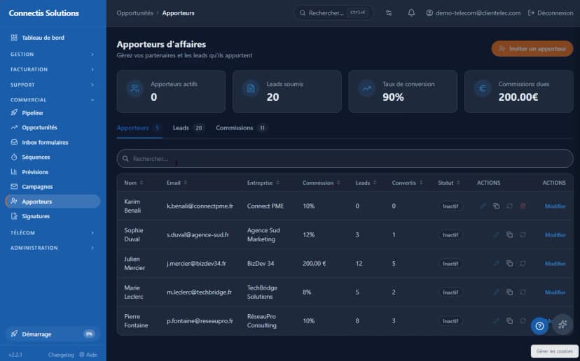 Module Apporteurs Clientelec